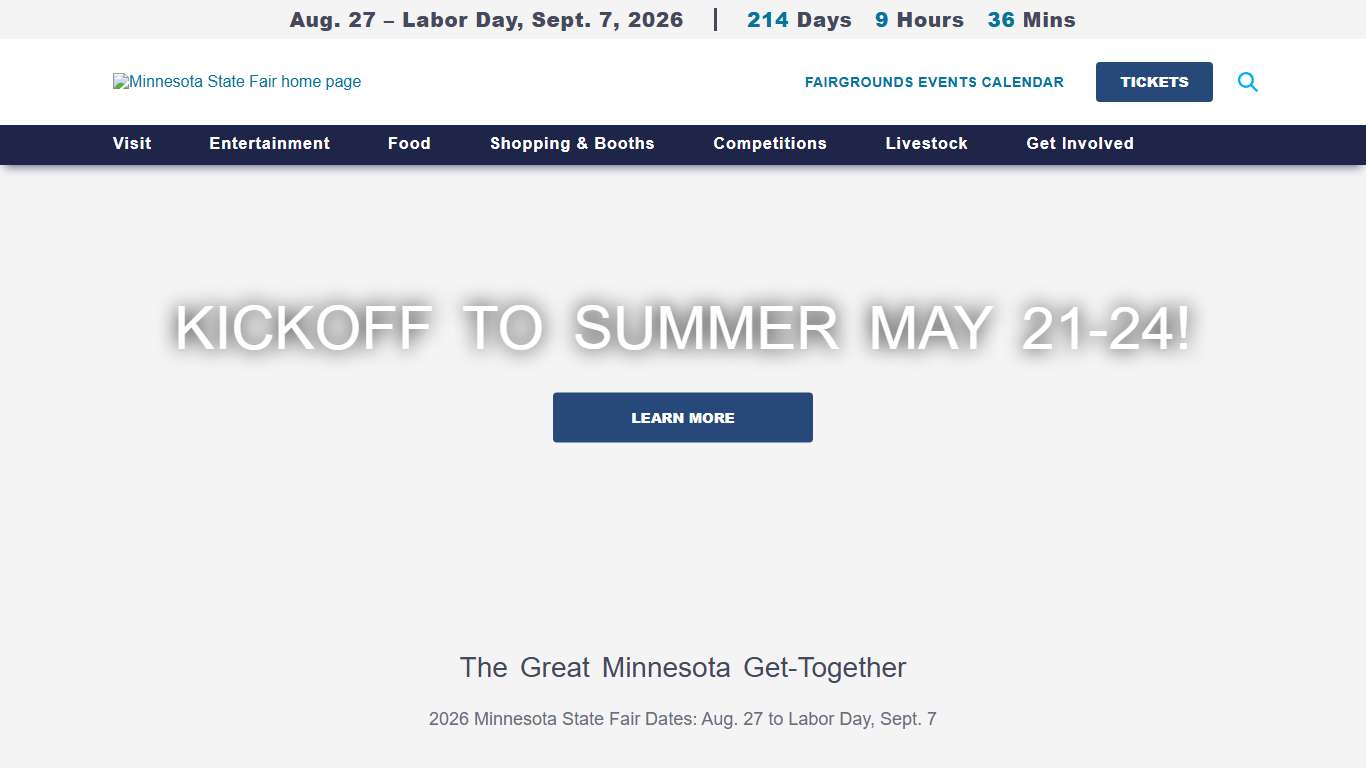 Aug. 27 – Labor Day, Sept. 7, 2026 Minnesota State Fair